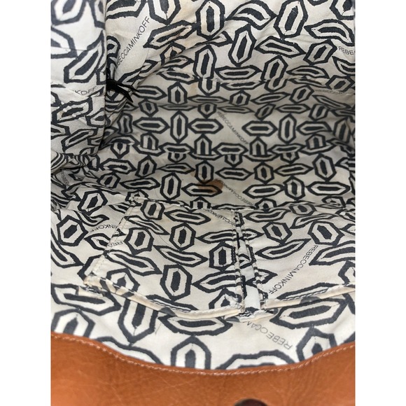 Rebecca Minkoff Leather Tote Handbag - Tan With Gold Hardware And Side Zippers - Picture 5 of 6